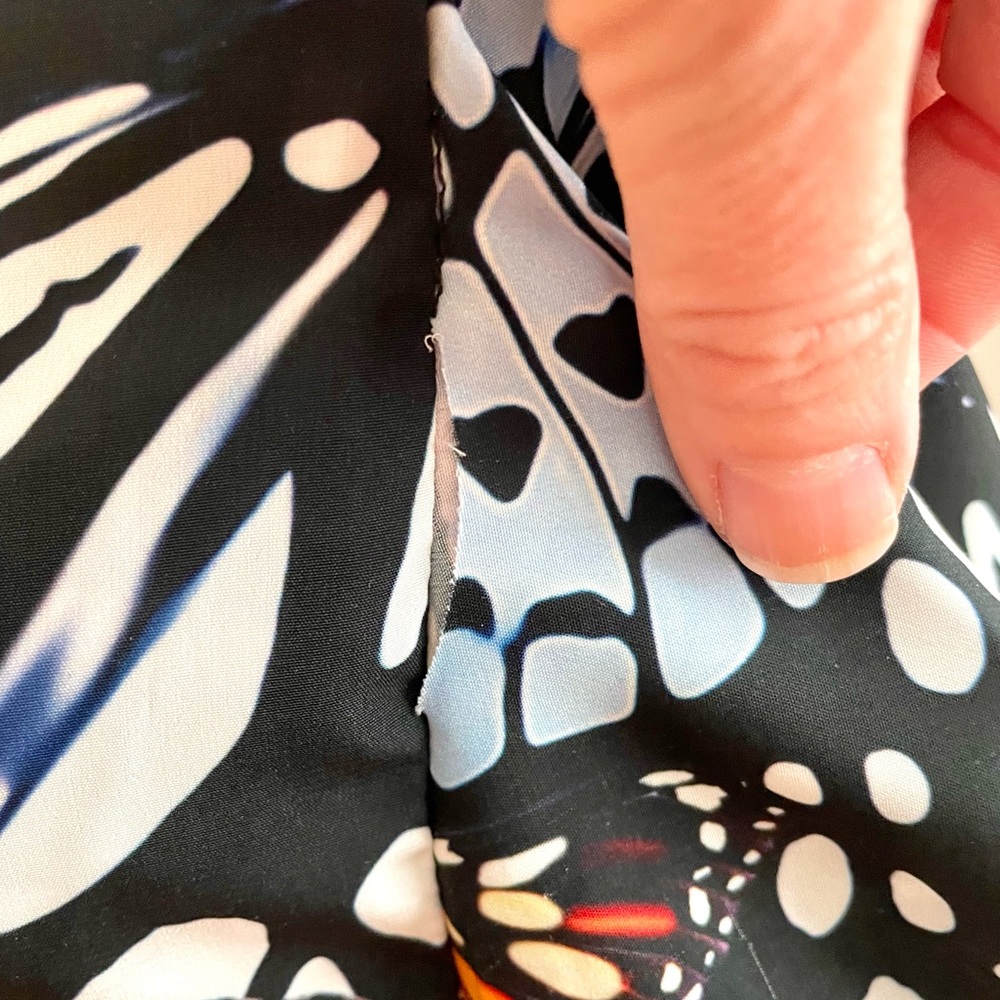 Aqua Black Butterfly Print Maxi Dress with Blue Orange Accents Sz M Runs Small - Picture 9 of 11